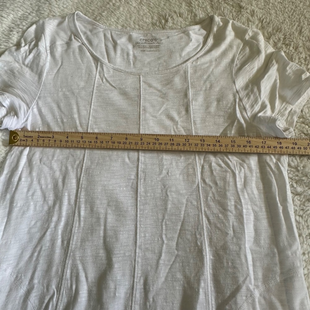 Chico's The Ultimate Tee White Short Sleeve Slub Cotton Modal Top Size 1 Medium - Picture 7 of 9